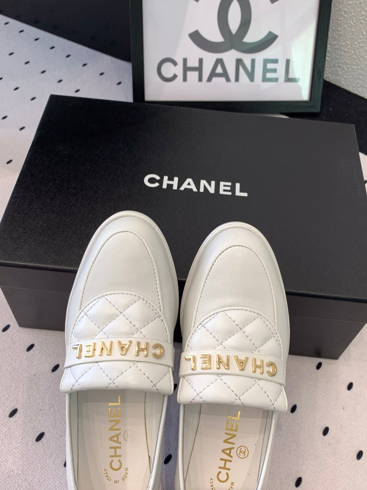 CC Moccasins In White Cowhide 147018