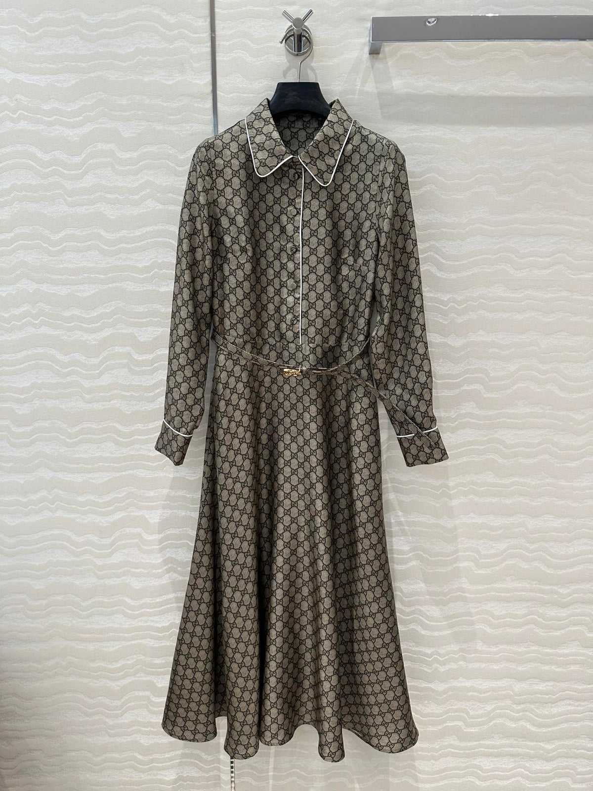 Gucci 25 Monogram Dress Gray Silk