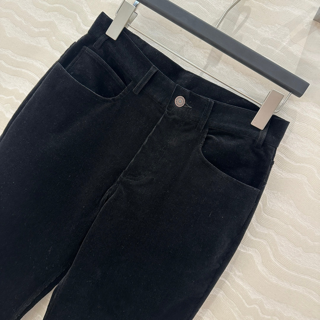 Celine Flared Velvet Pants Black Cotton