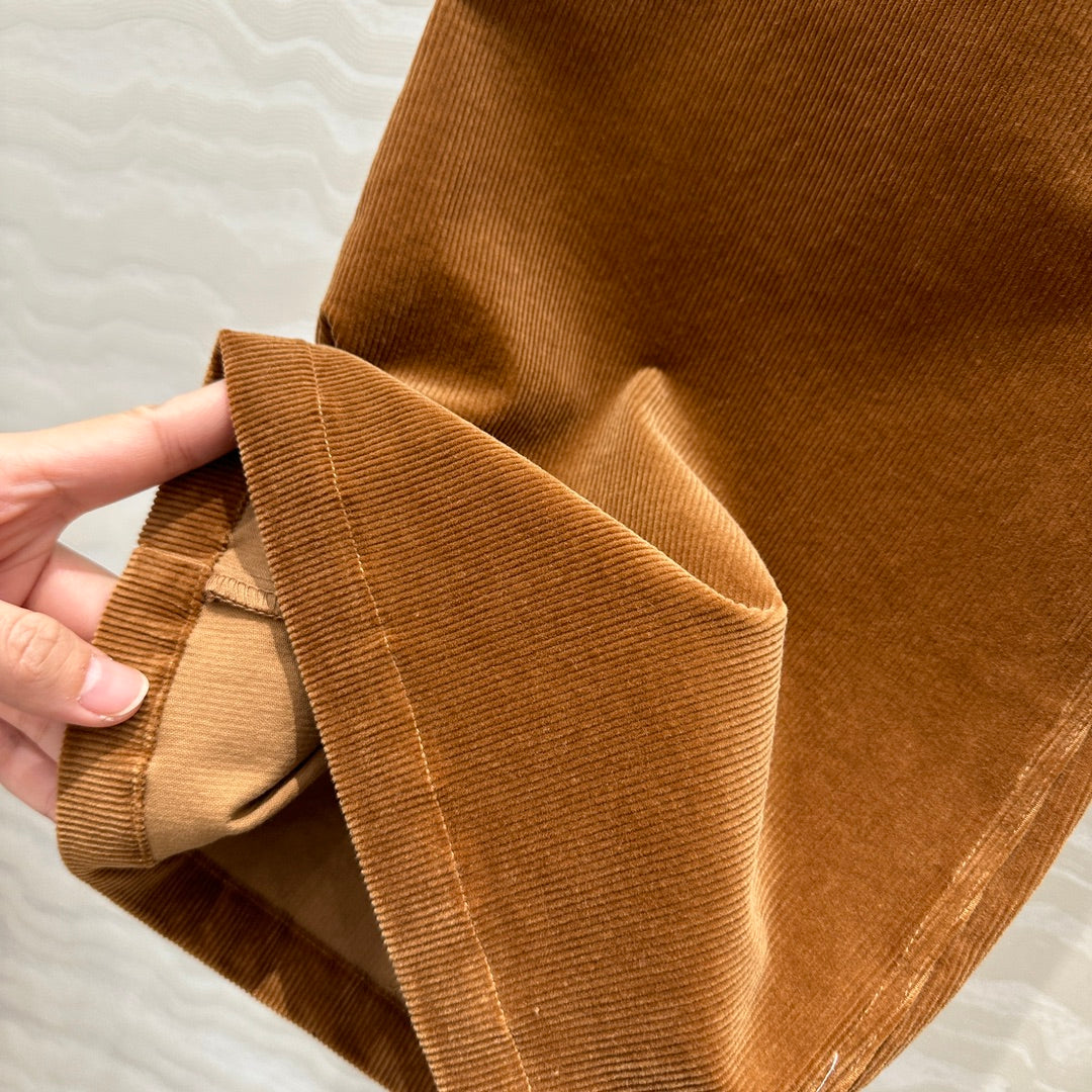 Celine Flared Velvet Pants Brown Cotton