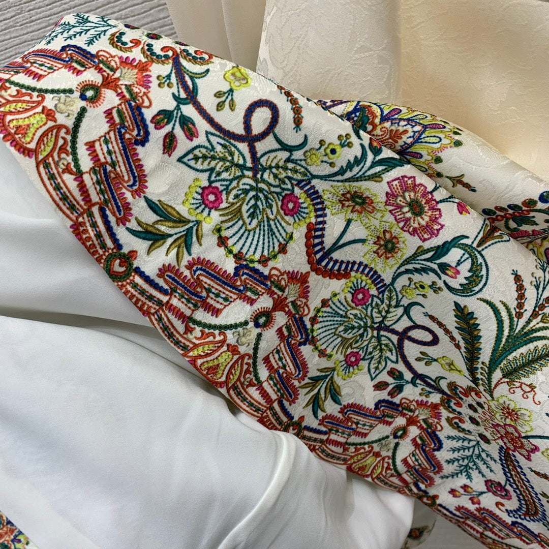 Zimmerman Midi Dress Beige Embroidered with Floral Patterns Cotton 226185