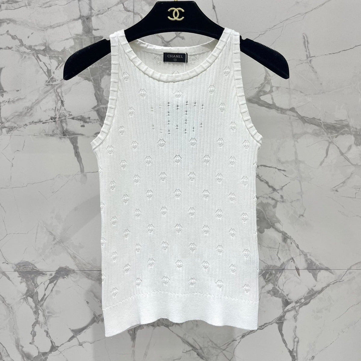 CC White Knitted Fabric Vest