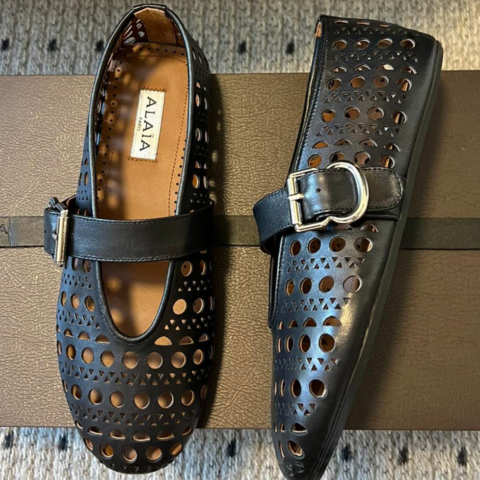 Alaia 25 Vienne Ballet Flats Black Lambskin 303713