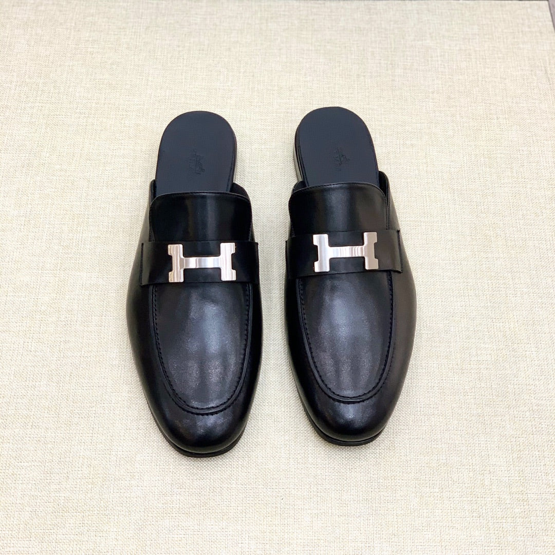 HM Men's Mule Black Calfskin 539720