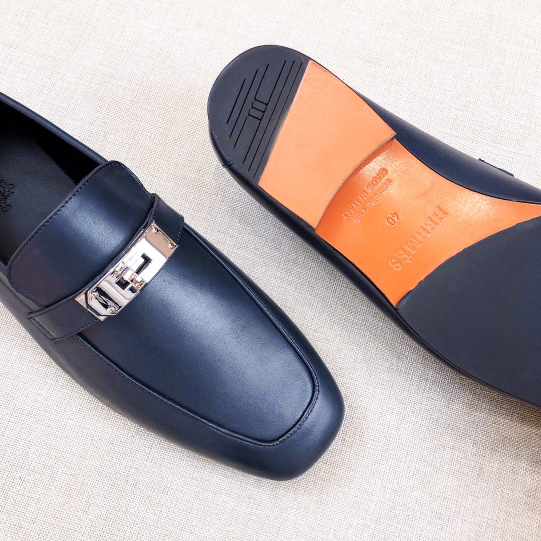 HM Men's Loafer Navy Blue Calfskin 539738