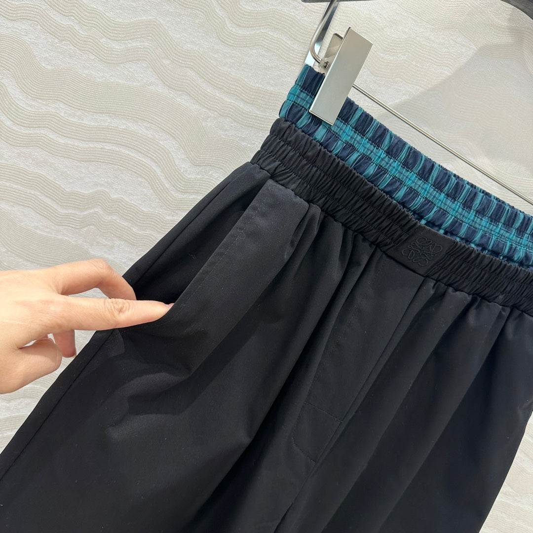 Loewe Wide-leg Straight Pants Black Cotton