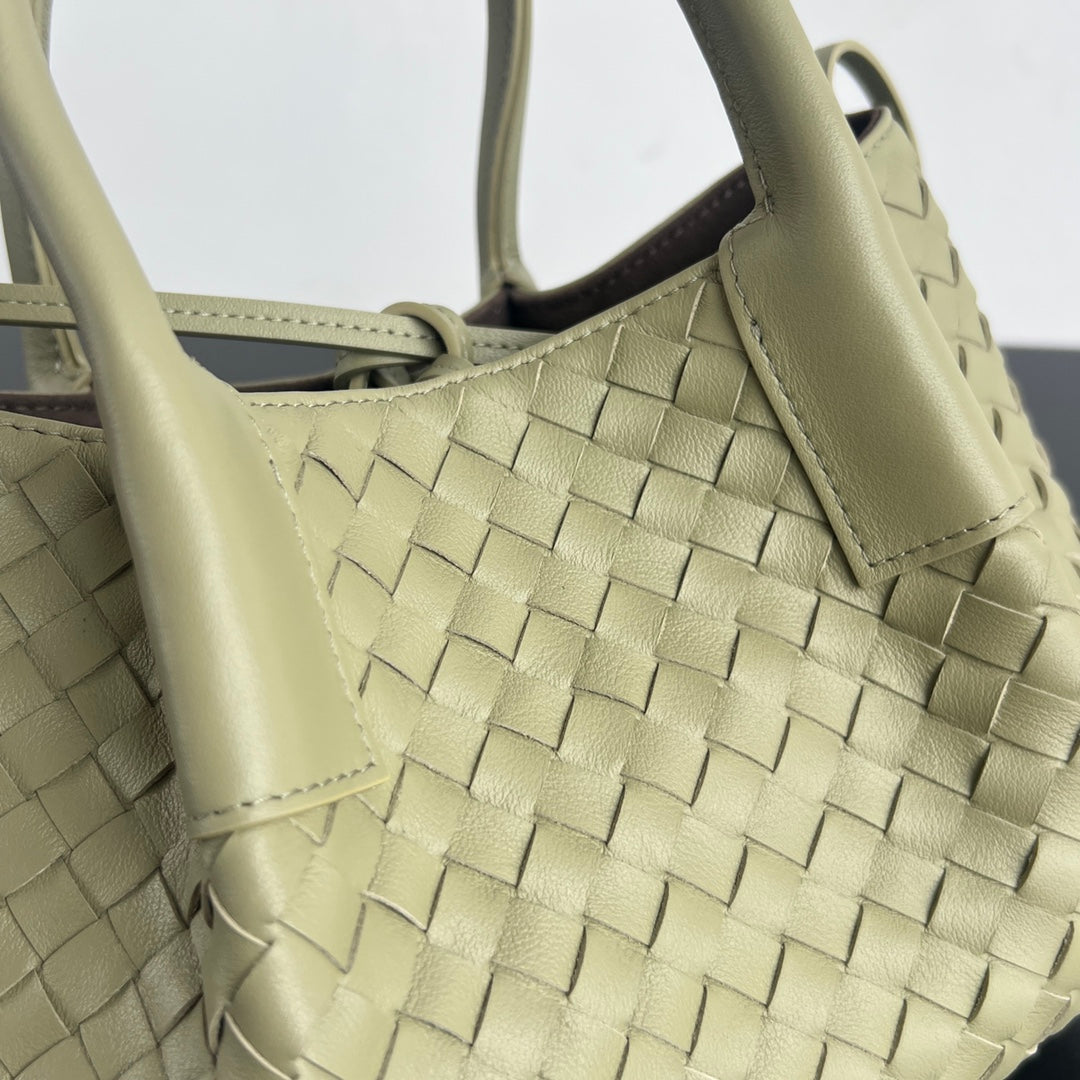 BV Pinacoteca 24cm Bag Khaki Brown Leather Suede 533287