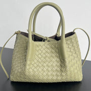 BV Pinacoteca 24cm Bag Khaki Brown Leather Suede 533287