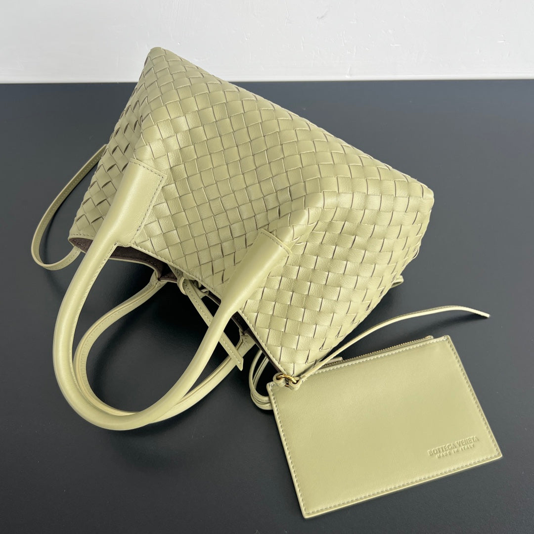 BV Pinacoteca 24cm Bag Khaki Brown Leather Suede 533287