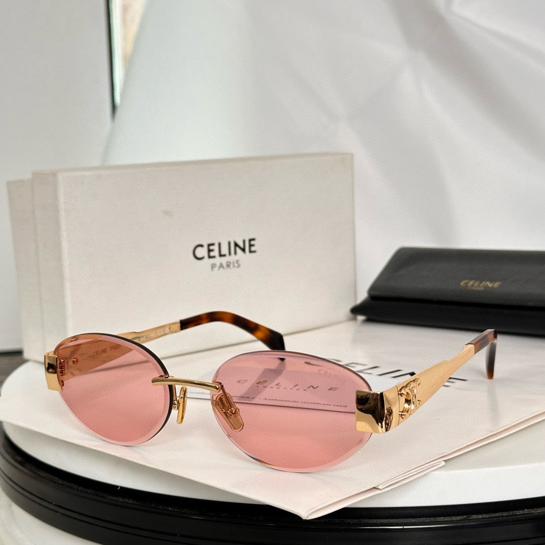 TRIOMPHE OVAL SUNGLASS  CL40240l IN METAL