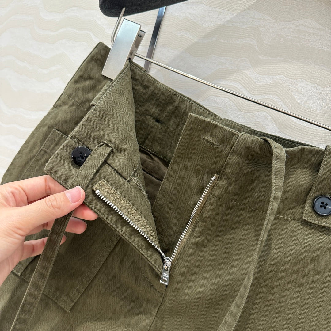 Prada Short Khaki Green Cotton