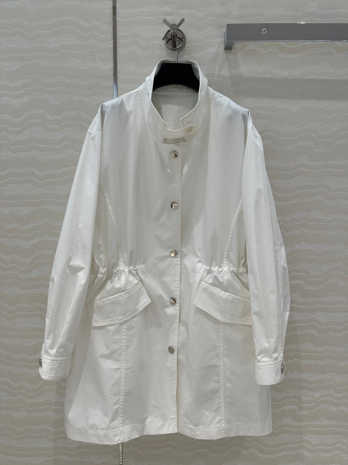 Prada 25 Windbreaker Coat White Cotton