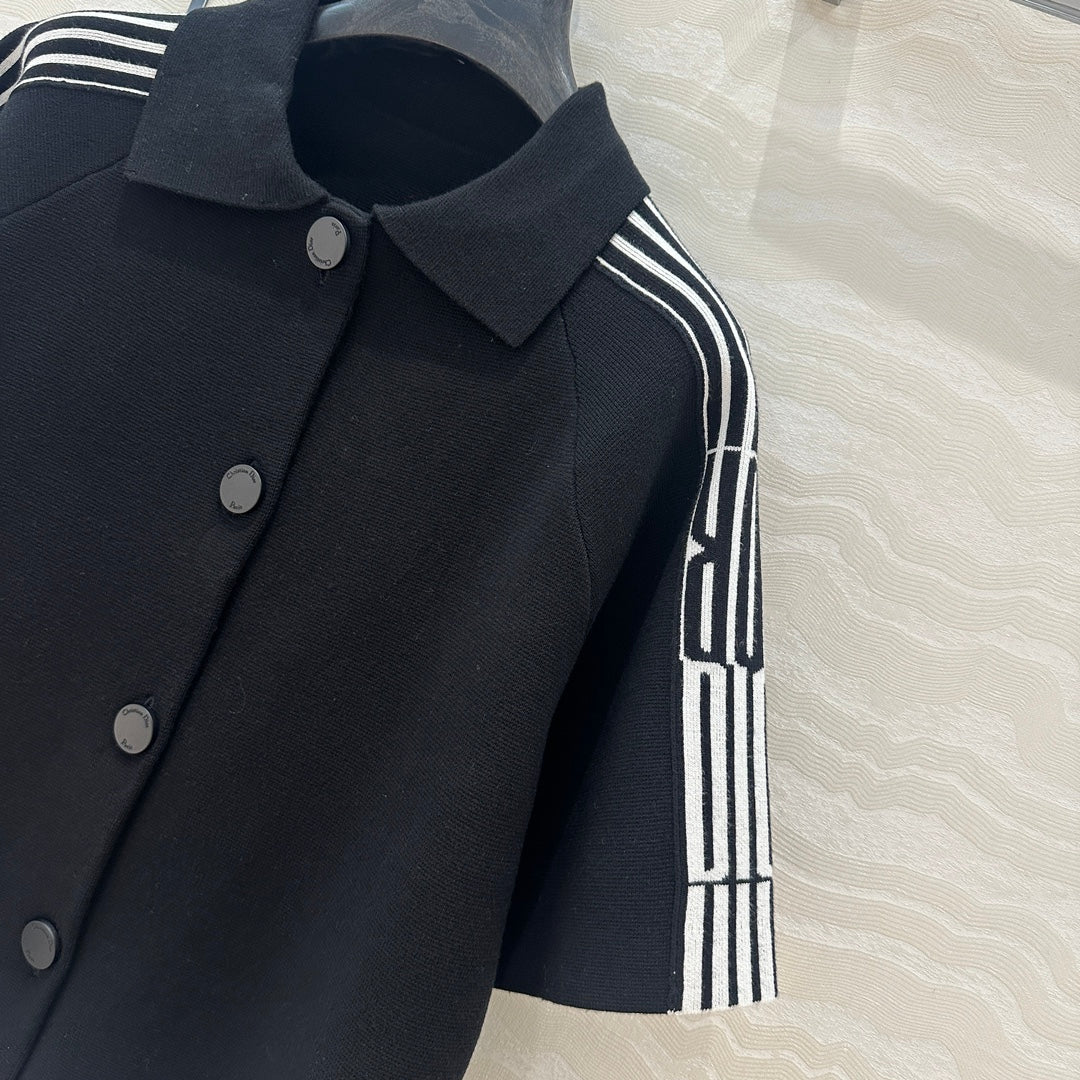 CD Short-Sleeved Cardigan Jacket Black Viscose Polyamide
