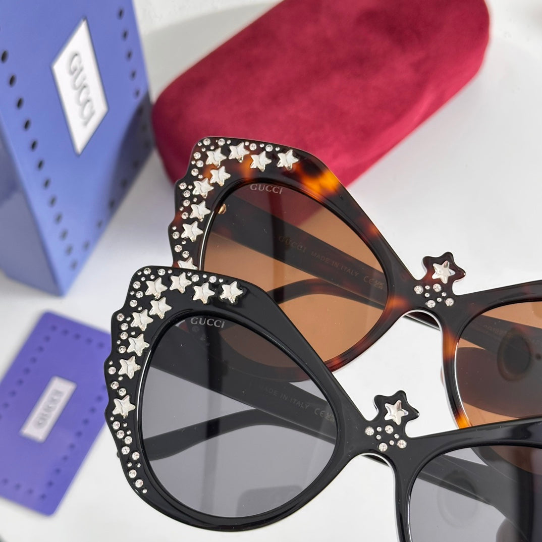 CRYSTAL STUDDED CAT-EYE FRAME SUNGLASSES GG1095S IN ACETATE