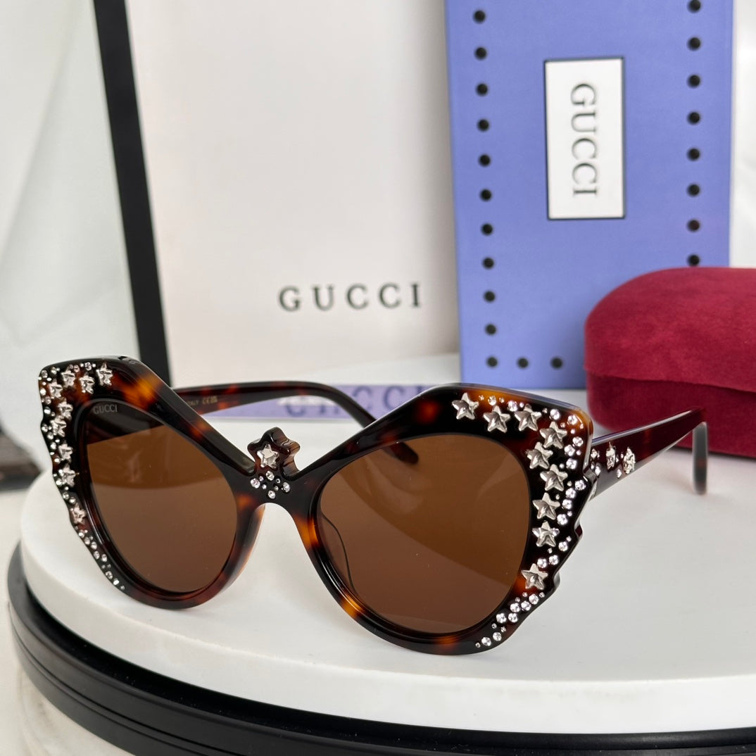 CRYSTAL STUDDED CAT-EYE FRAME SUNGLASSES GG1095S IN ACETATE
