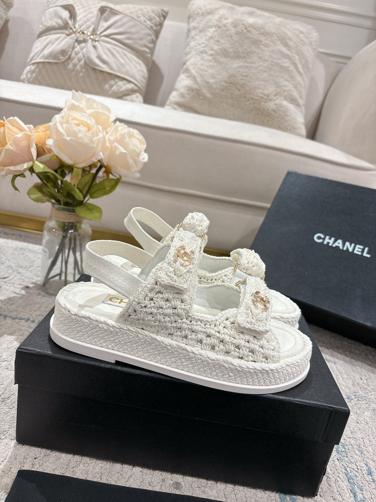 CC 25S Dad Sandal Raffia Calfskin