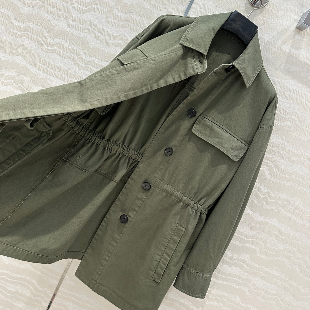 Prada 25 Jacket Windbreaker khaki Green Cotton