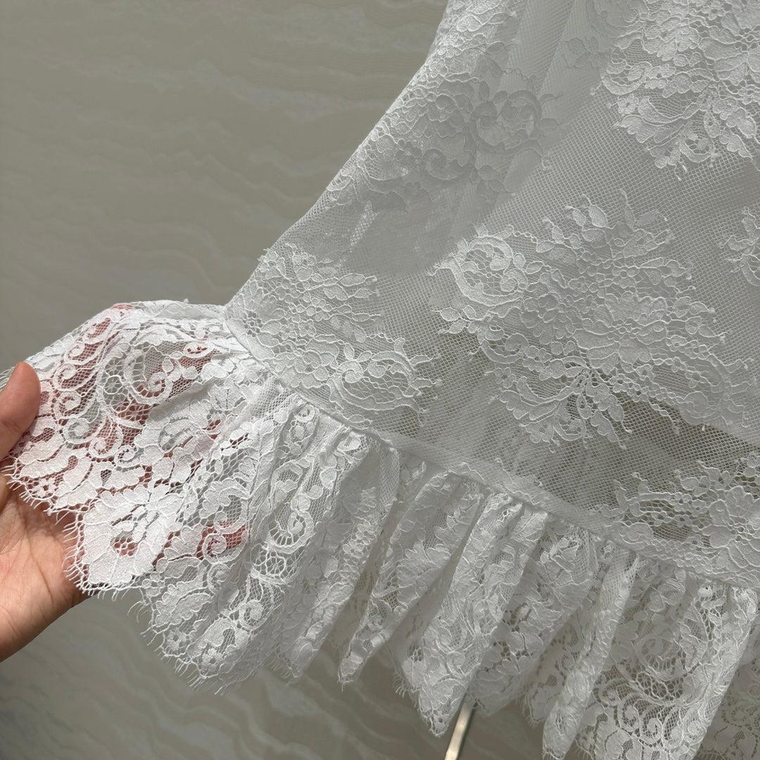 CD Lace Long Skirt White Polyester