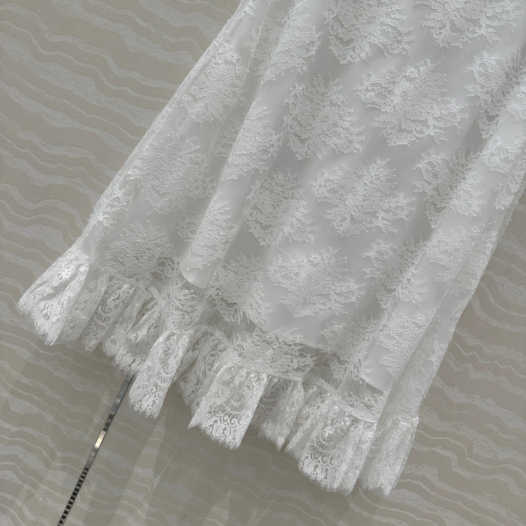 CD Lace Long Skirt White Polyester