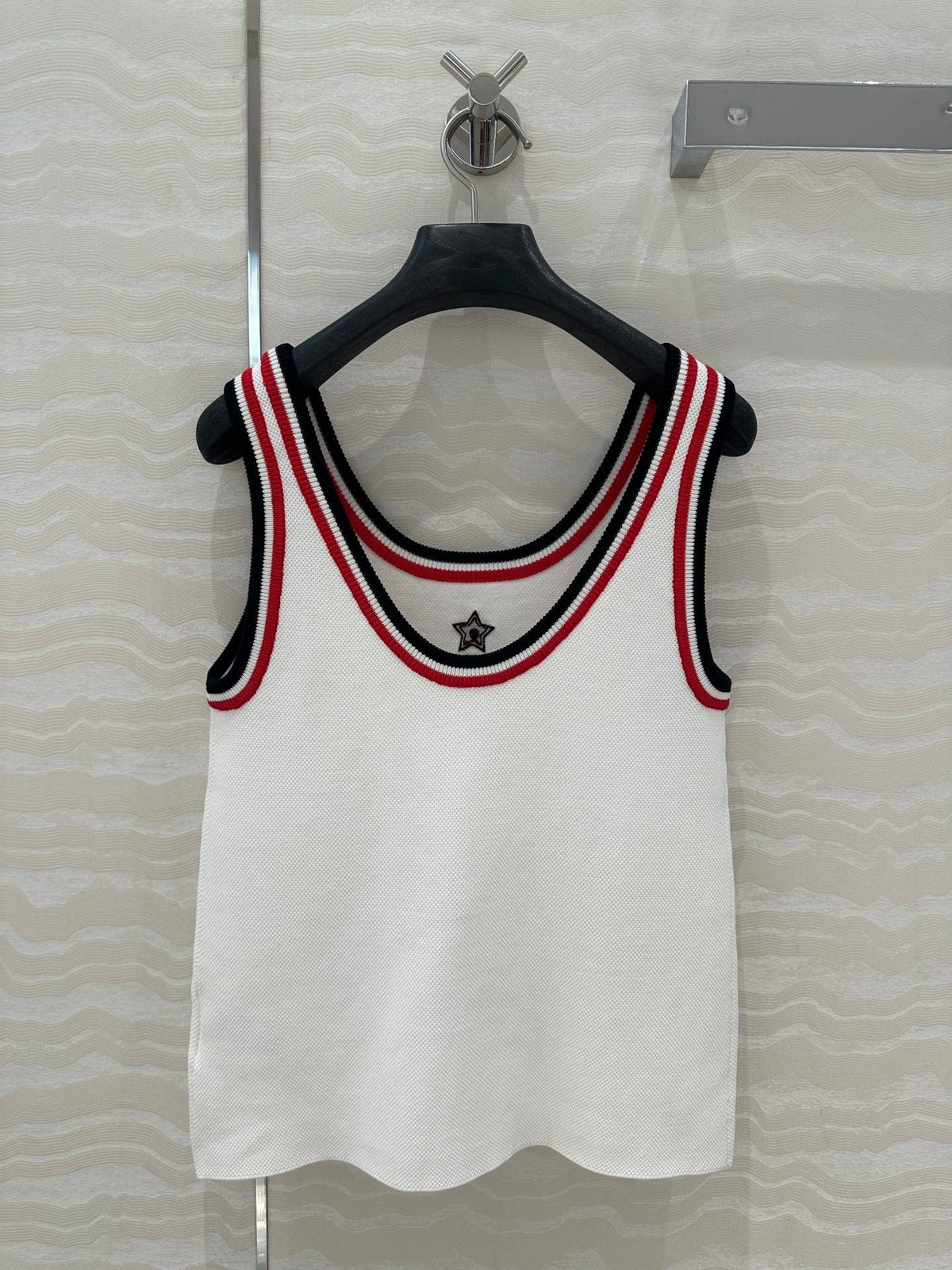 CD Tank Top White Rayon Polyester