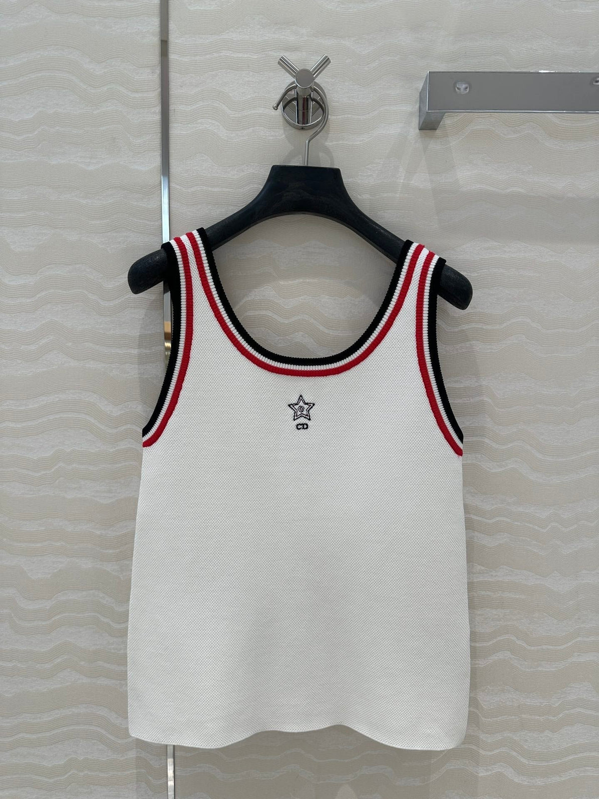 CD Tank Top White Rayon Polyester