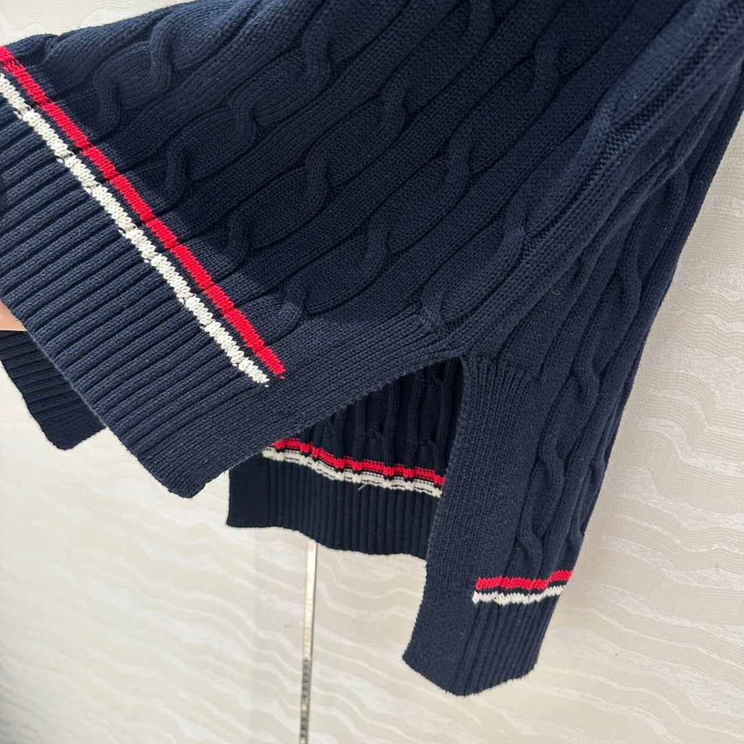 CD Knitted Vest Navy Blue Cotton