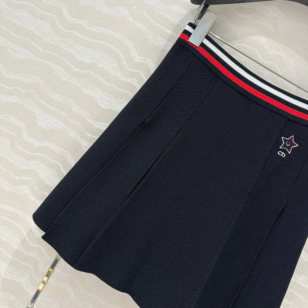 CD Sport Knitted Short Skirt Black Linen Silk