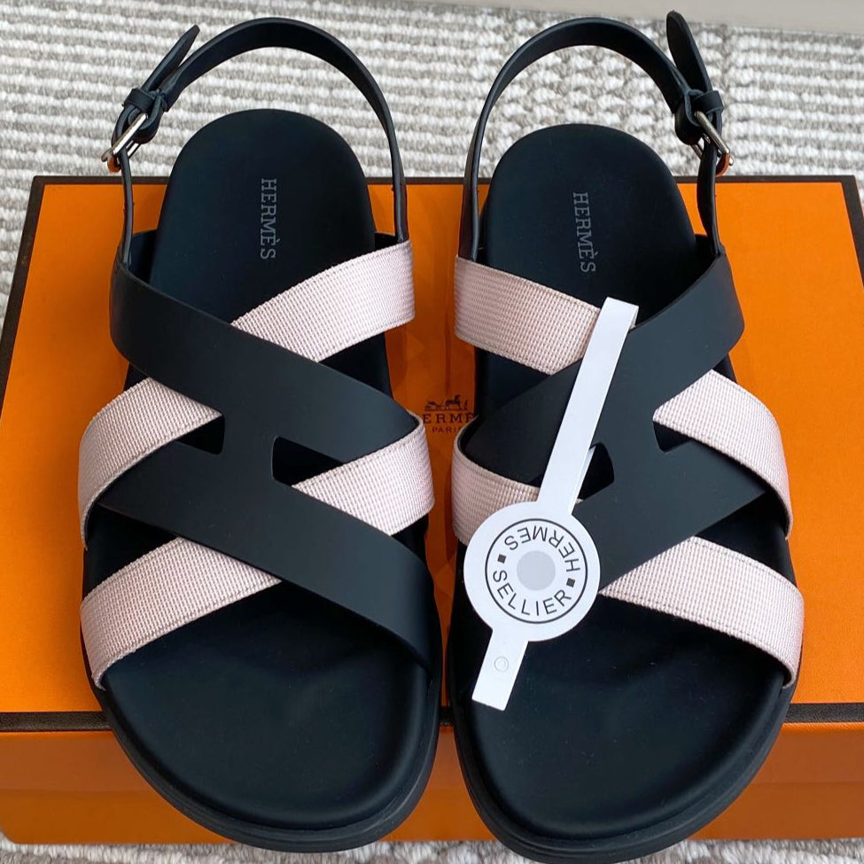 HM Heracles Sandals Black Pink Calfskin 291449