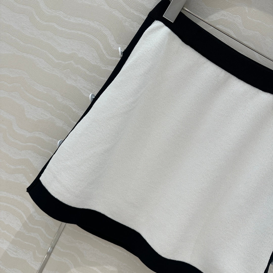 CD Knitted Skirt White Rayon Polyester
