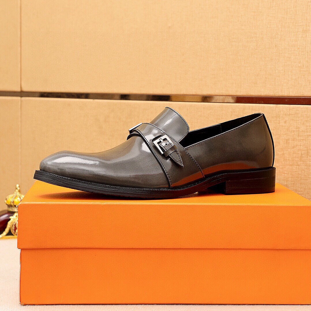HM Men's  Loafer Metallic Gray Patent Leather 637348