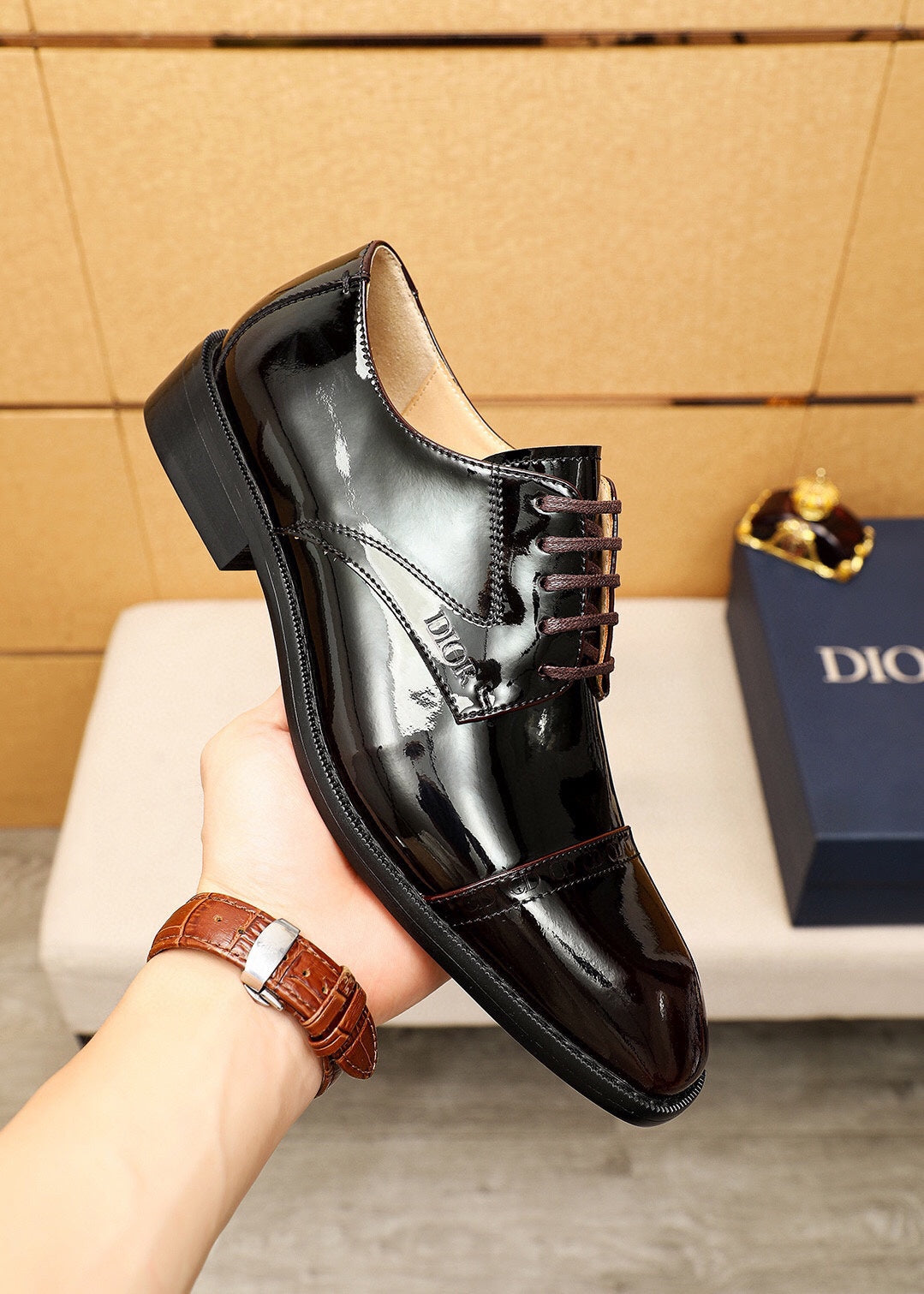 CD Derby Shoe Black Mix Brown Patent Leather 638974