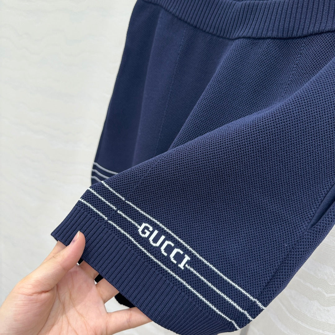 Gucci Knitted Shorts Dark Blue Viscose