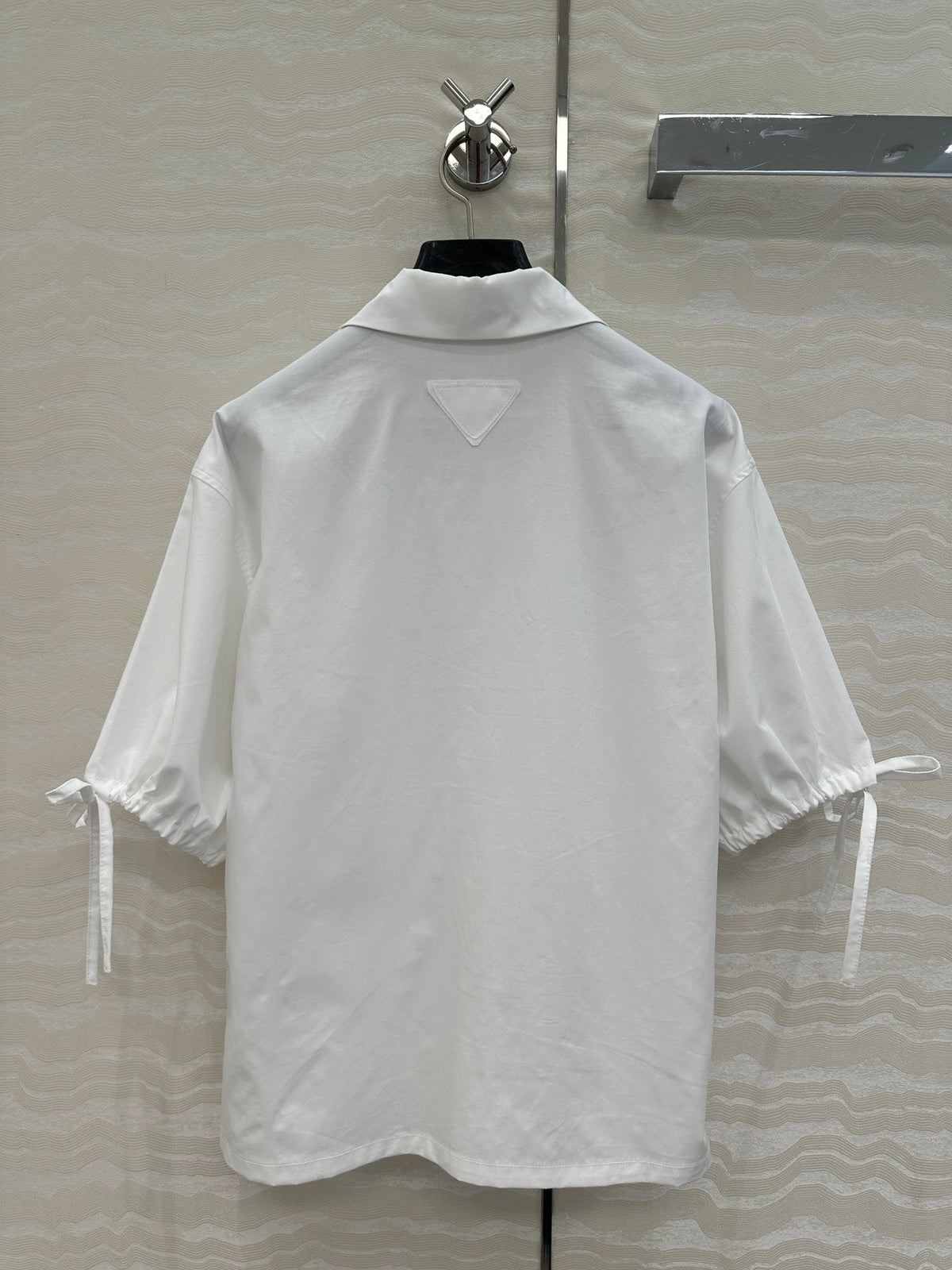Prada Drawstring Lantern Sleeve Shirt White Cotton