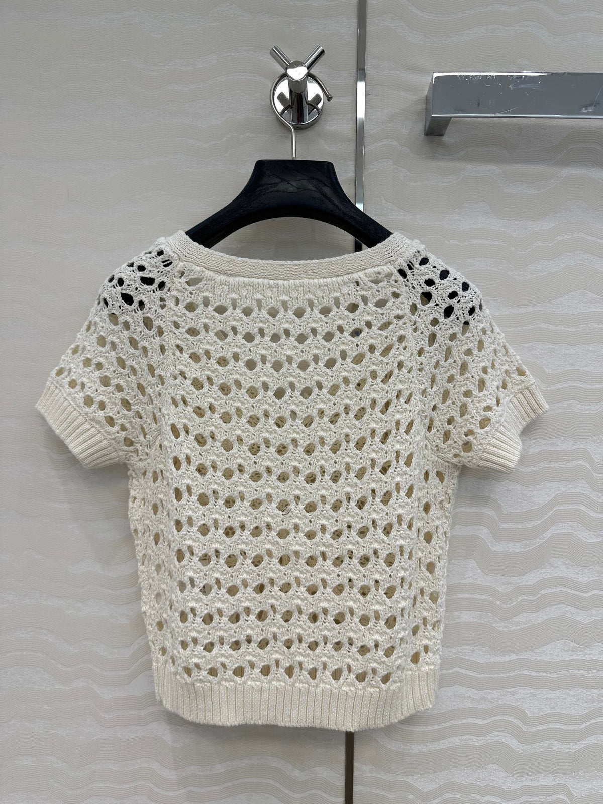 CD Butterfly Hollow Top  White Cotton Washi