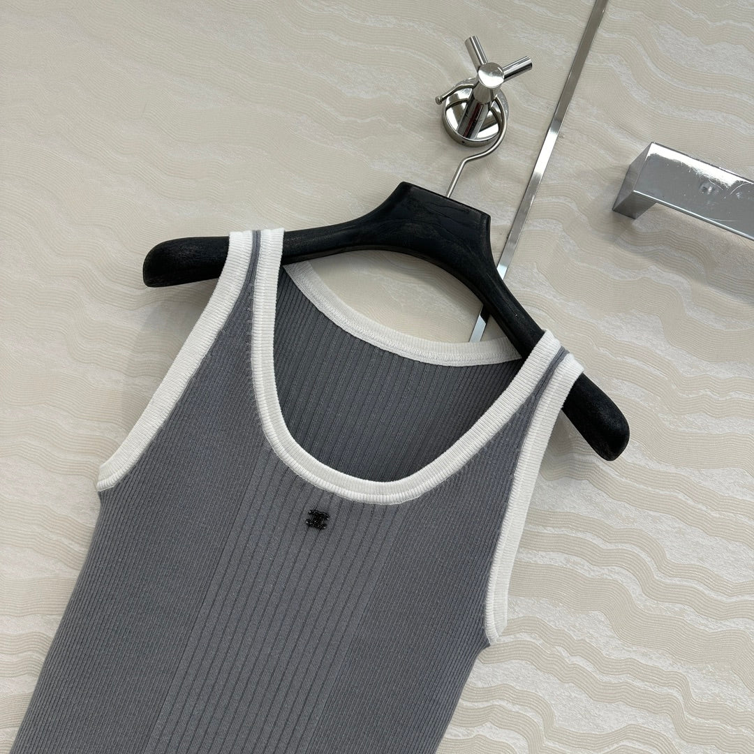 CC Knitted Vest Gray Cotton