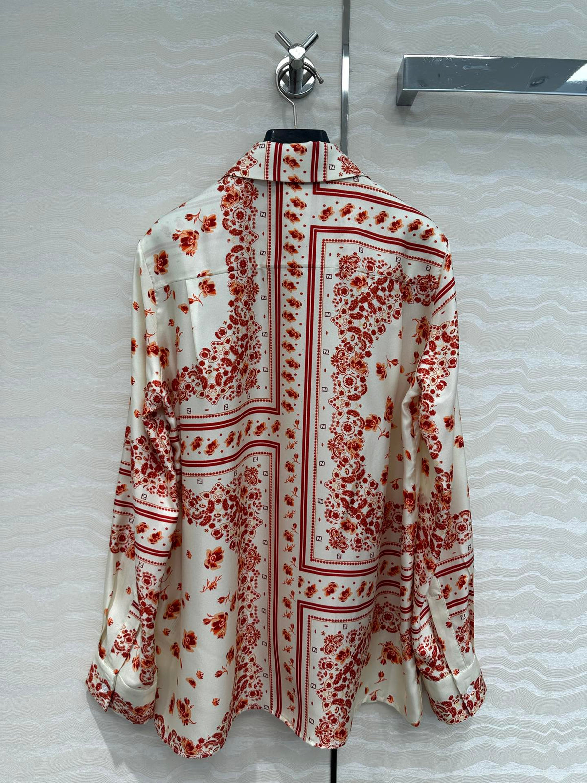 Fendi Flower Shirt Red Silk