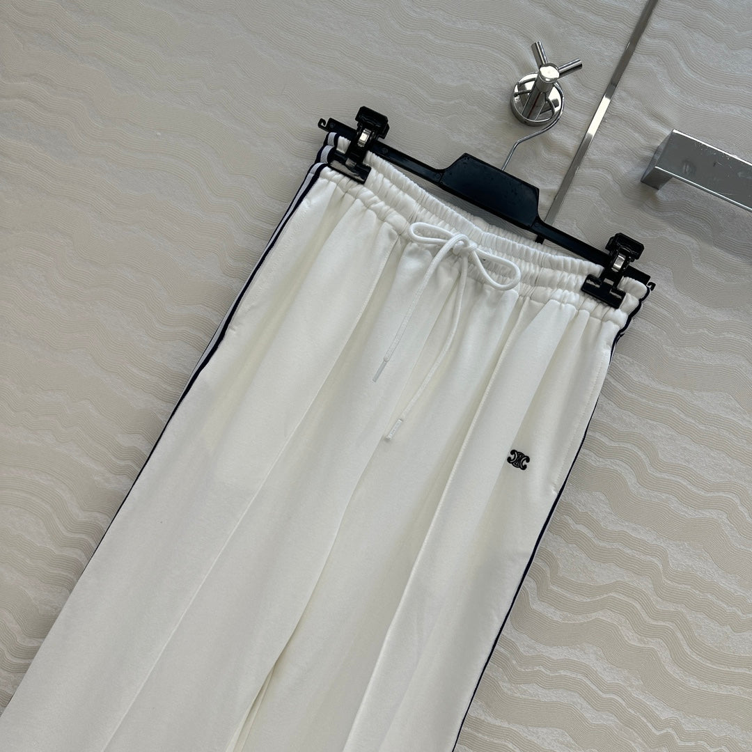 Celine Sports Straight Pants White Cotton