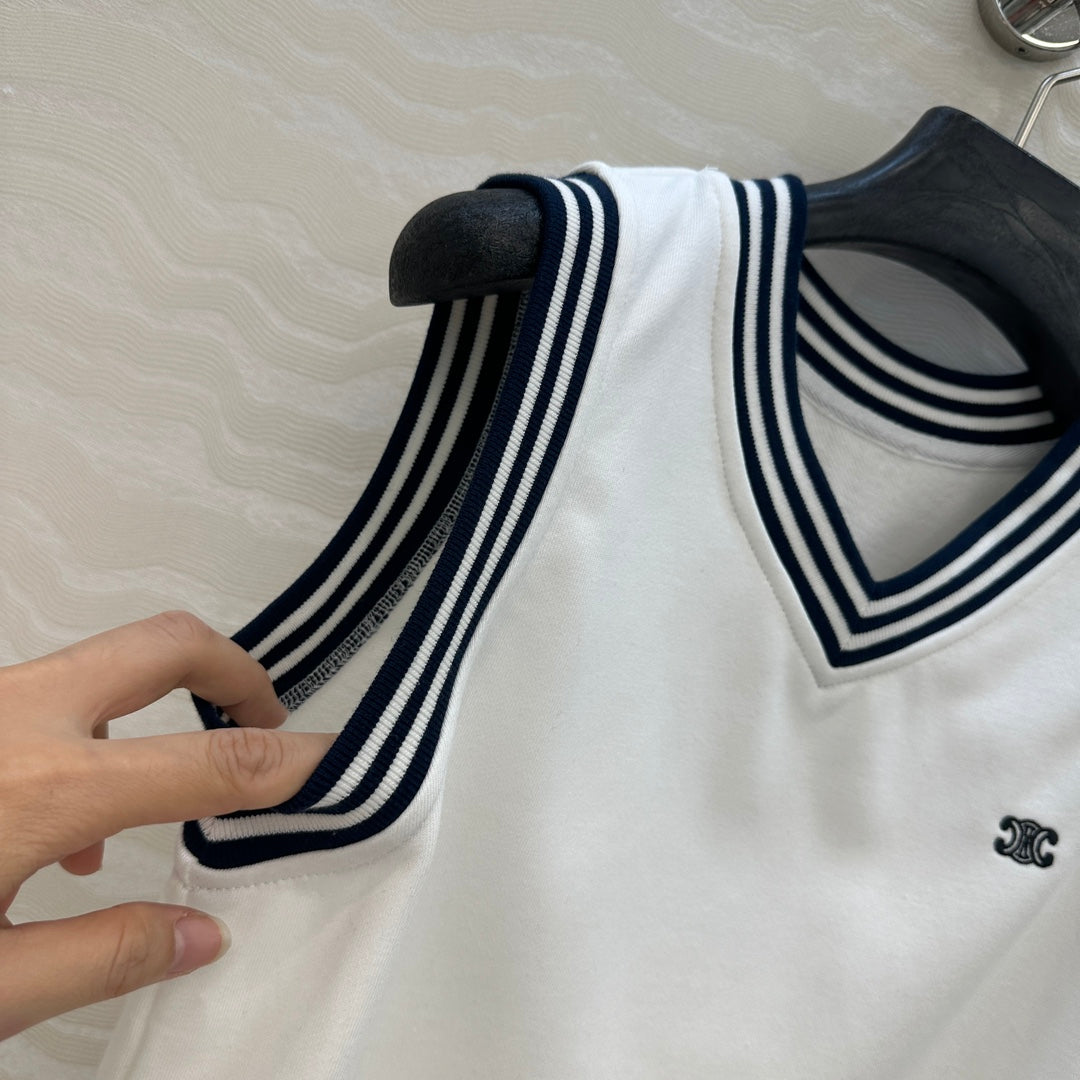Celine Sports Vest Top White Cotton
