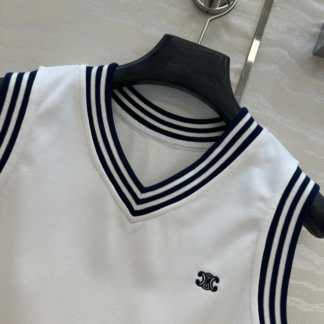 Celine Sports Vest Top White Cotton