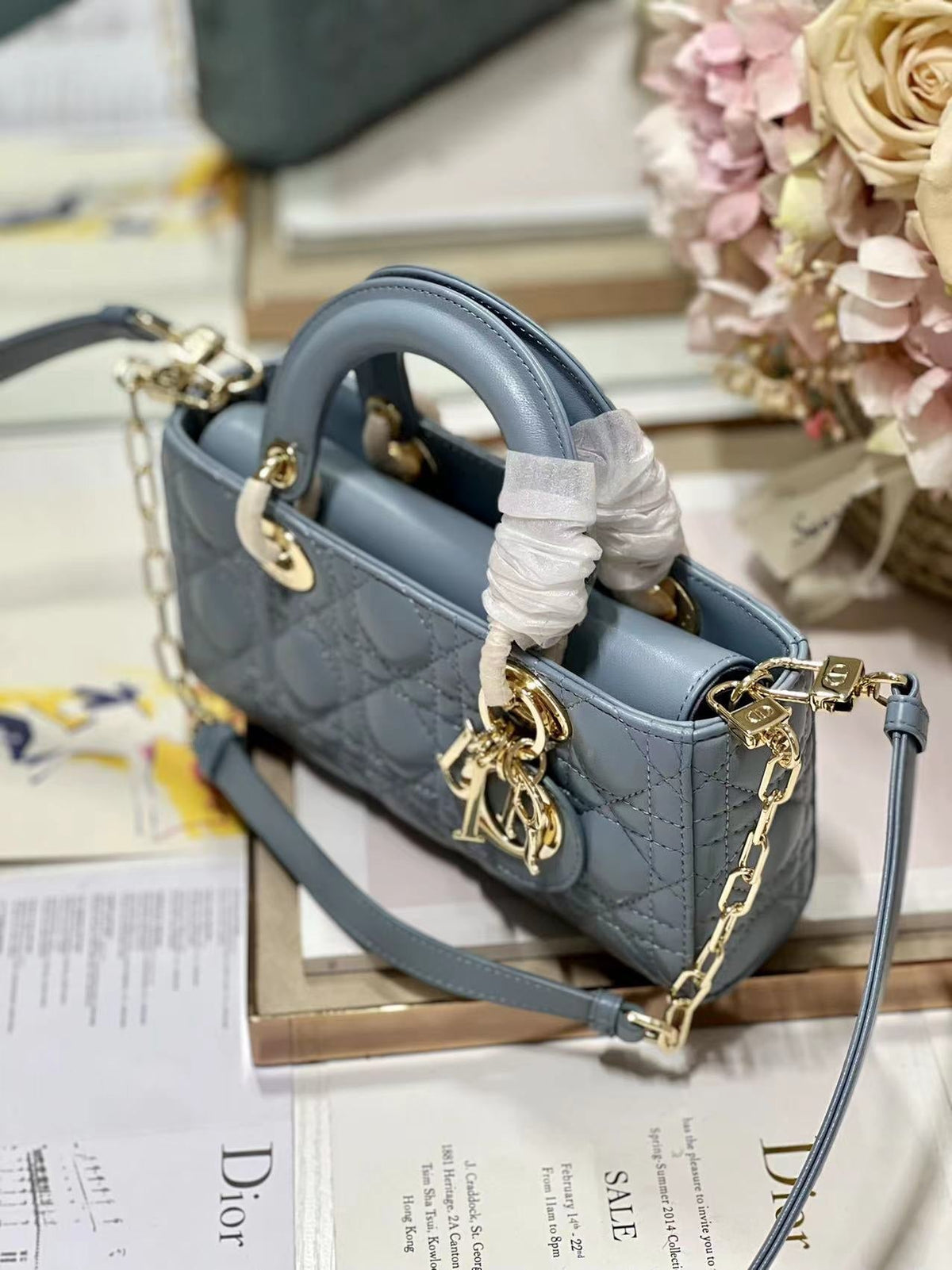 CD Lady D-Joy 22 Sky Blue Lambskin 336627