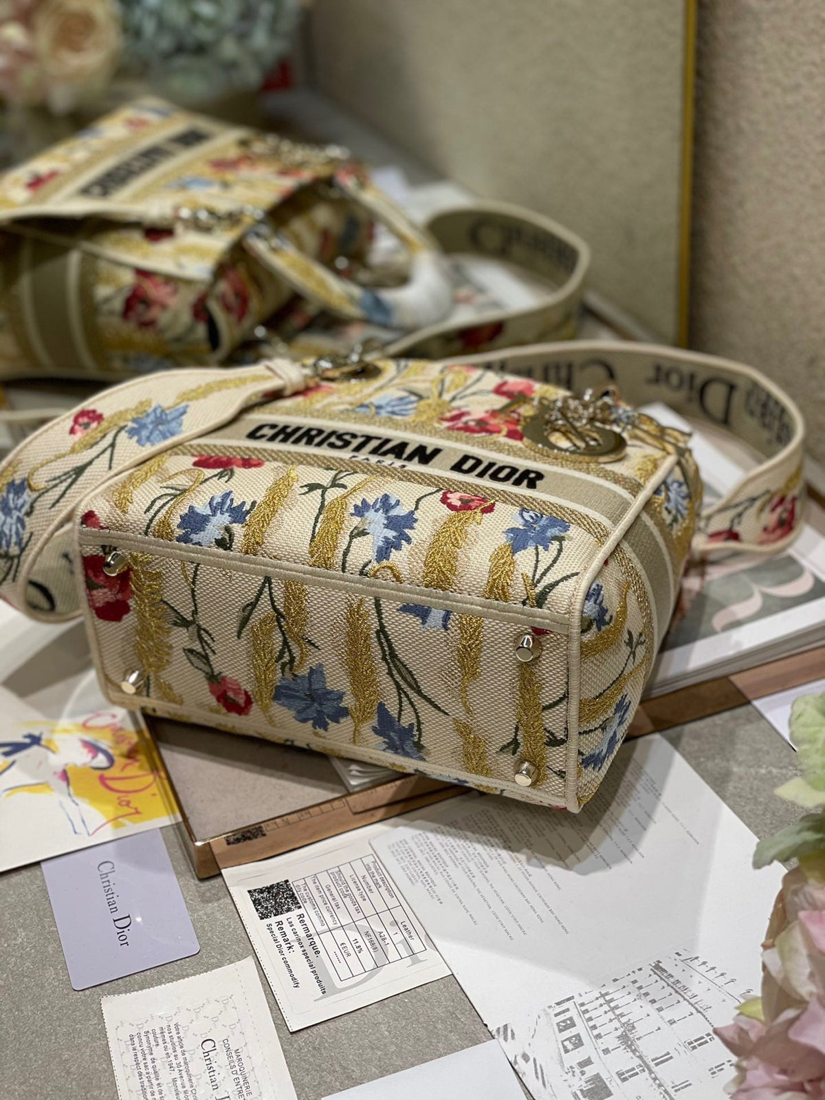 CD Hibiscus 24 Lady Dior Bag Canvas 336706
