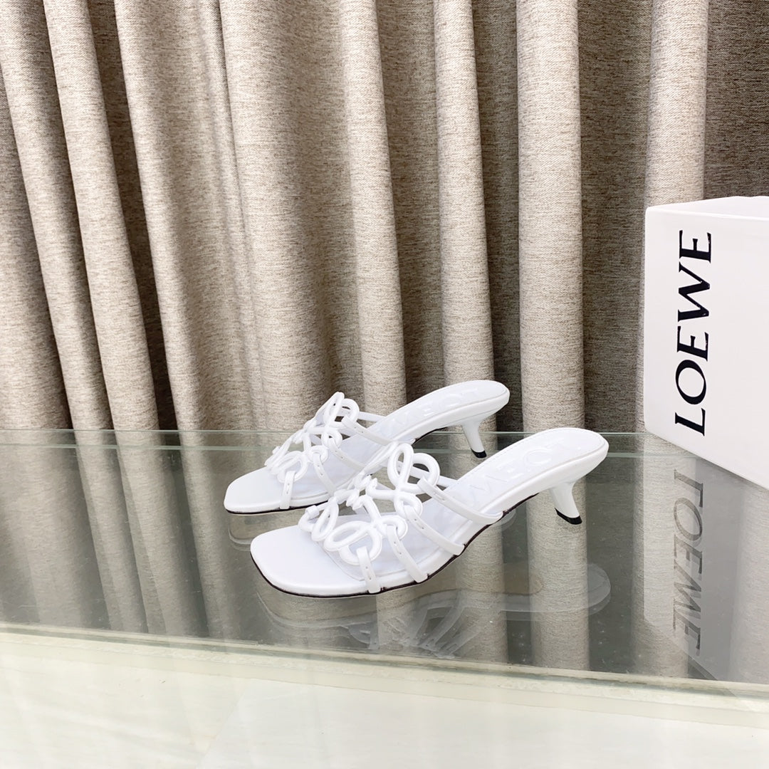 Loewe 25 Petal Anagram Slide 45mm White Sheepskin
