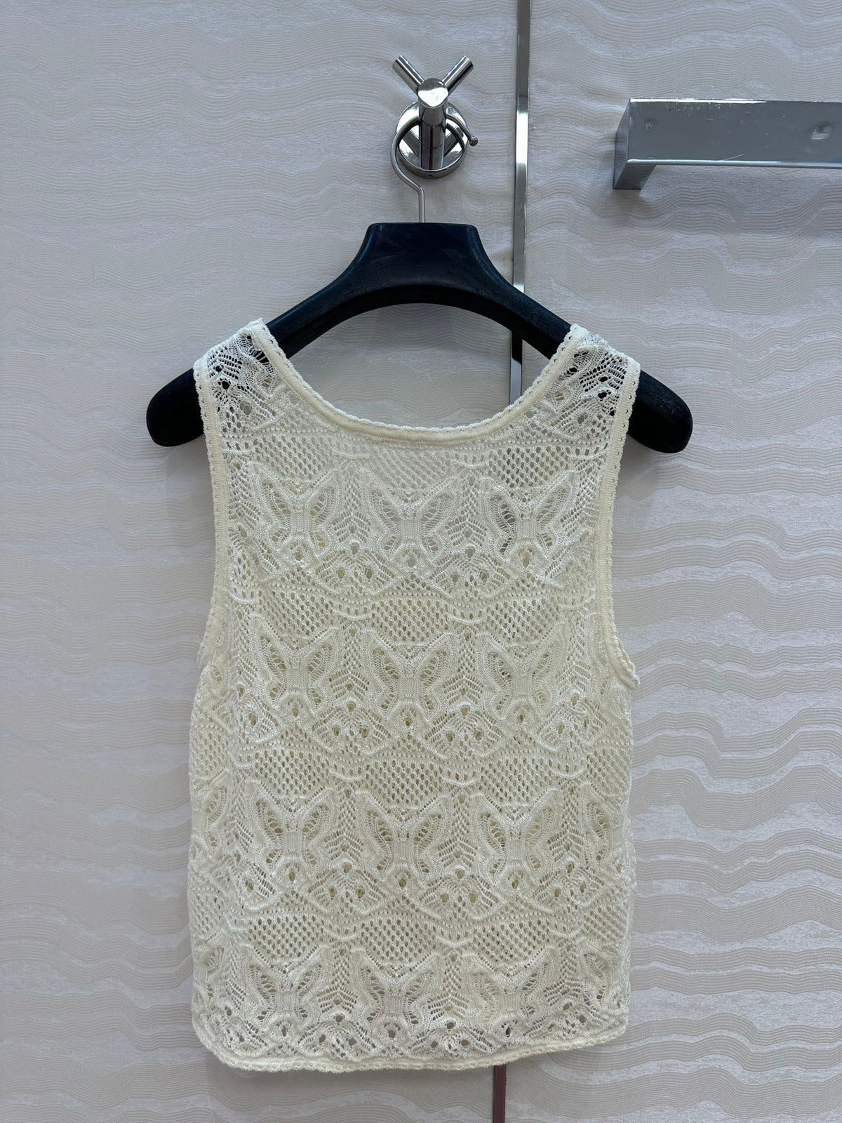 CD Hollow Vest Light Cream Cotton