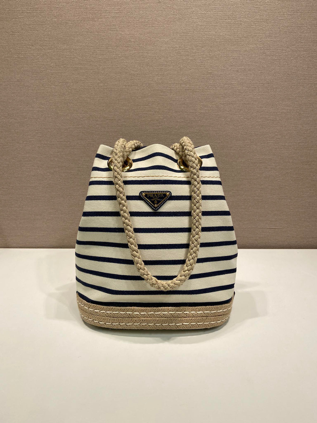 Prada Striped Bucket Bag Frabic