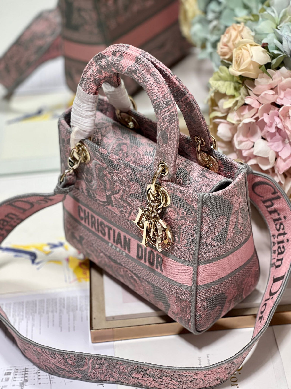 CD New Foundation Tiger 24 Lady Dior Bag Canvas 336733