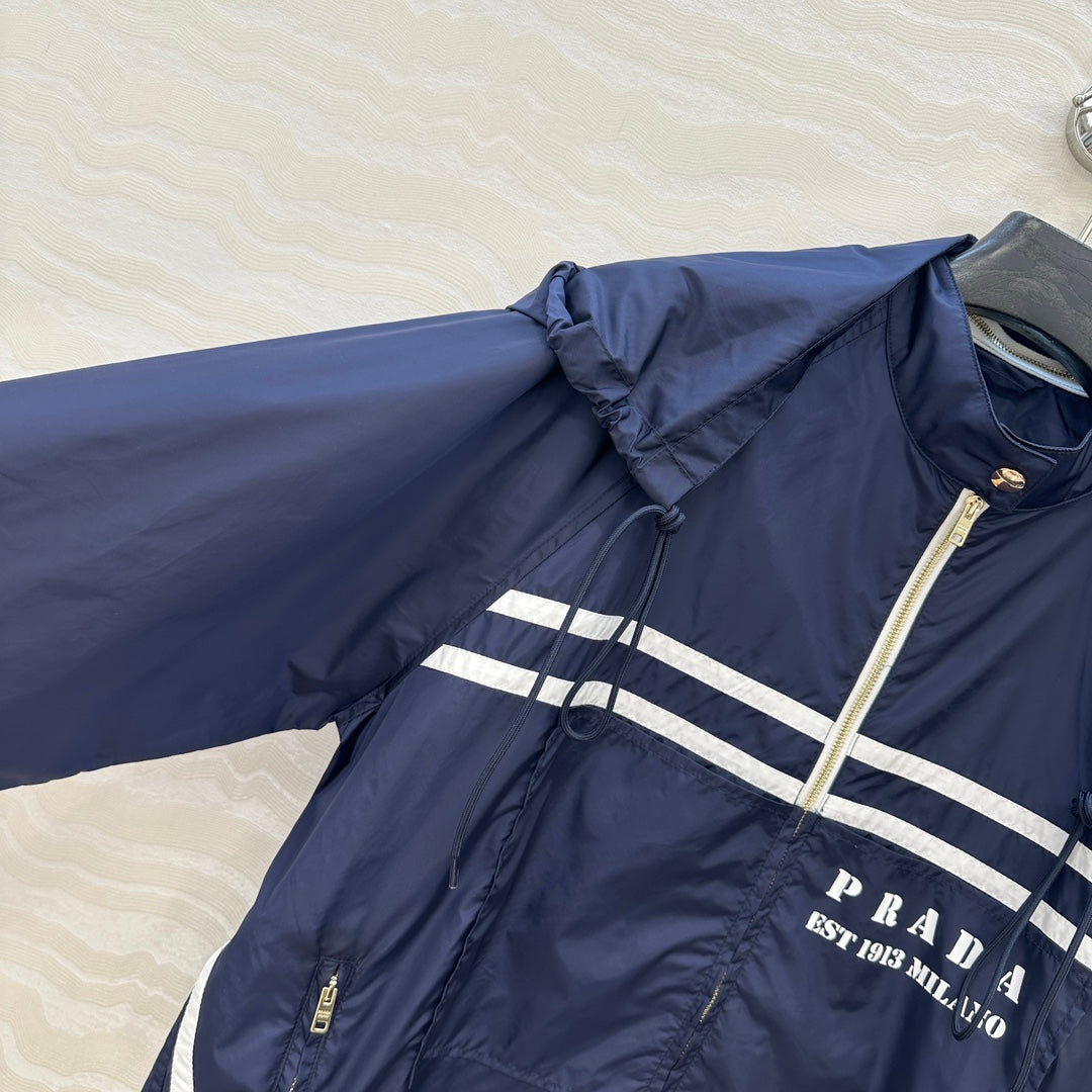 Prada Zipper Jacket Navy Blue Poliamida