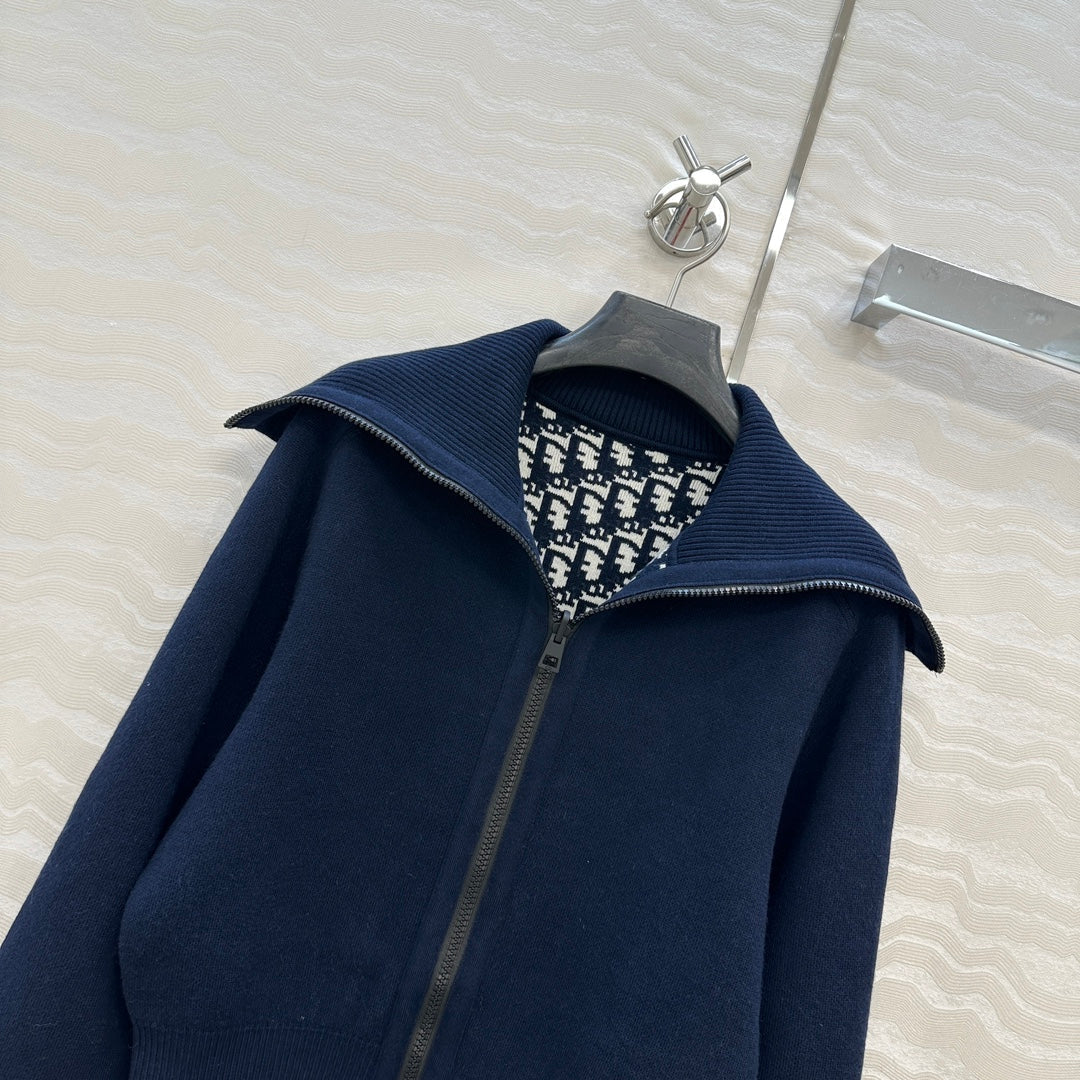 CD 25 Double-Sided Cardigan Navy Blue Cashmere
