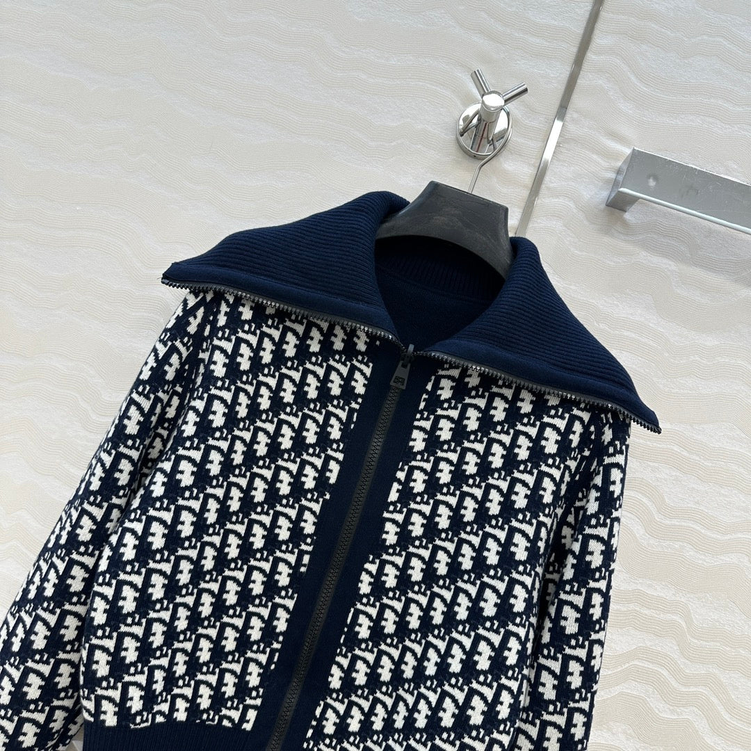 CD 25 Double-Sided Cardigan Navy Blue Cashmere