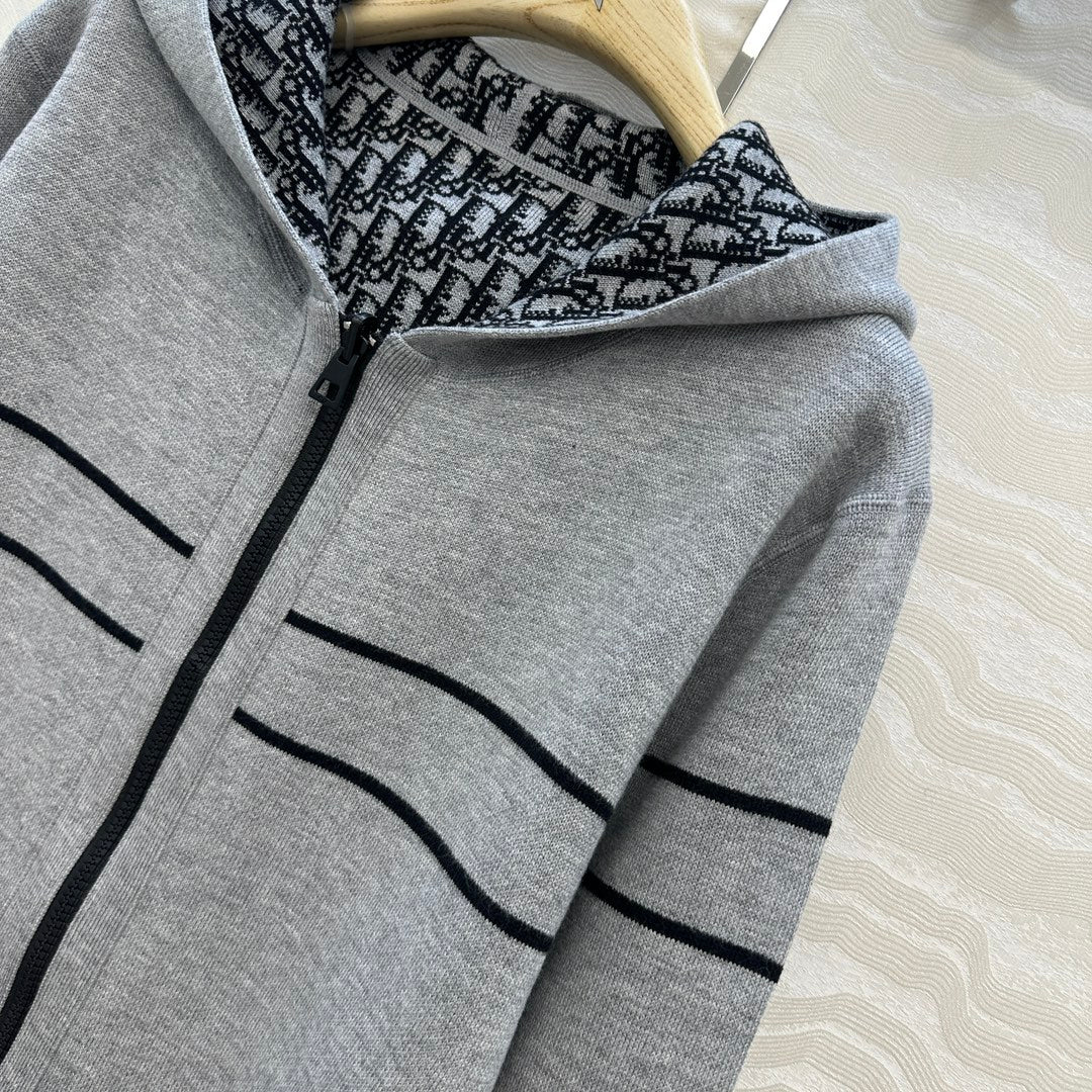 CD Hooded Jacket Grey Wool Cashmere