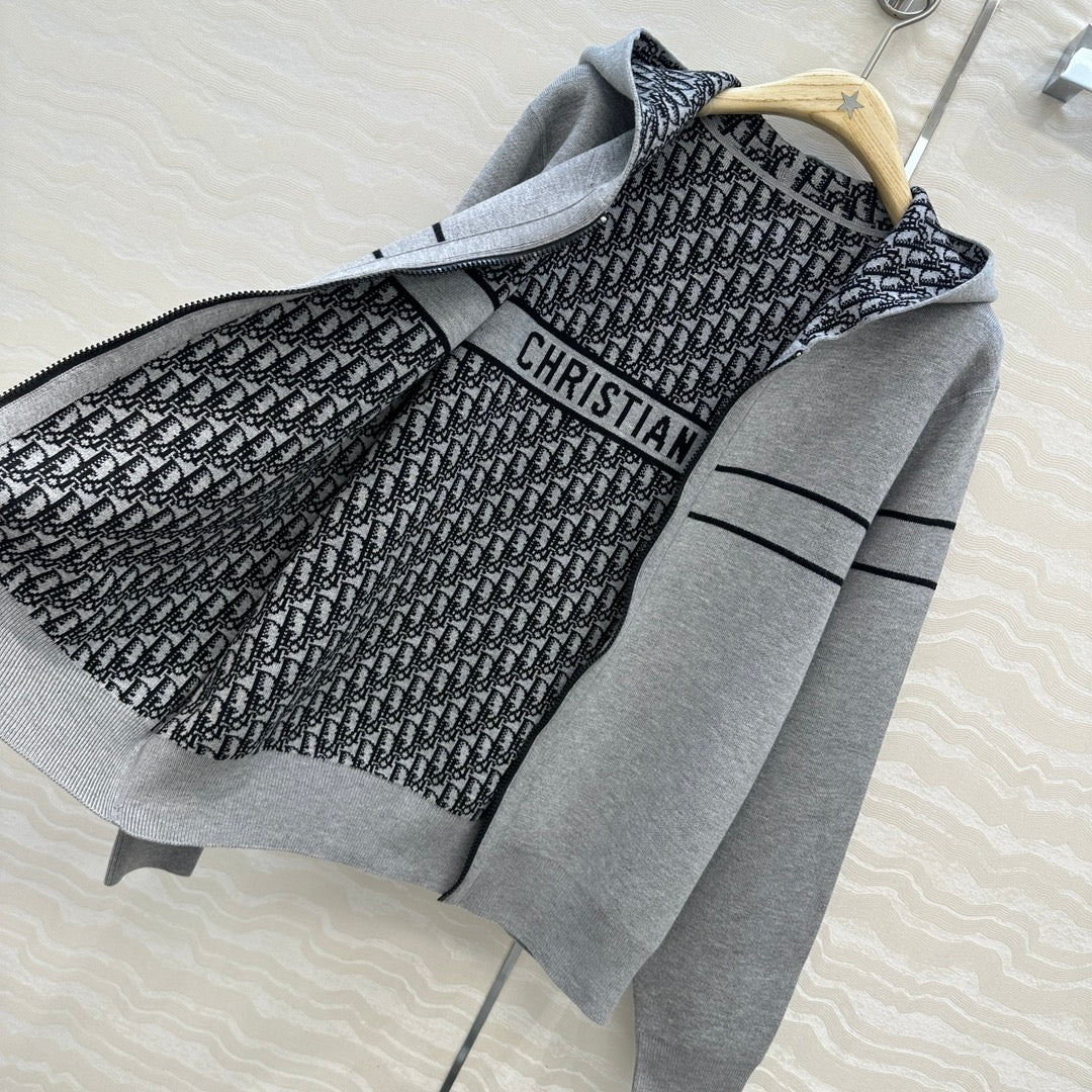 CD Hooded Jacket Grey Wool Cashmere